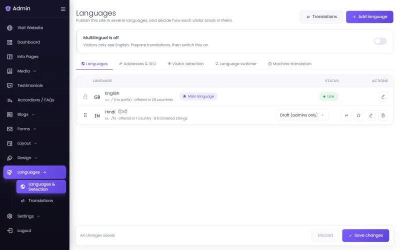 Languages and detection
