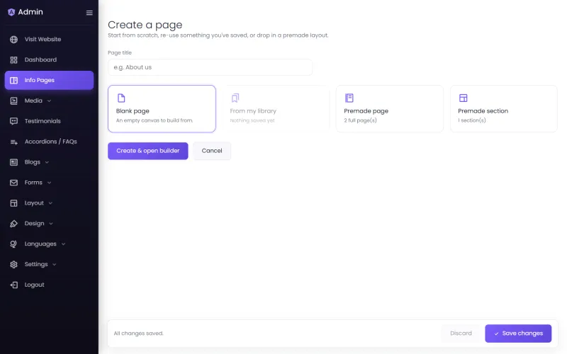 Creating a page
