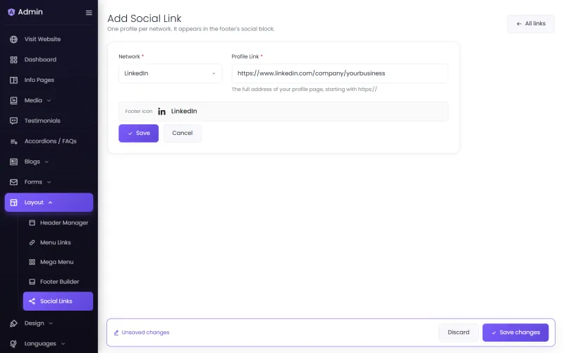 Adding a social link