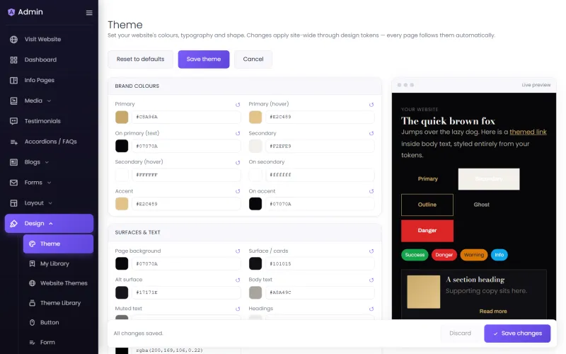 The Theme editor