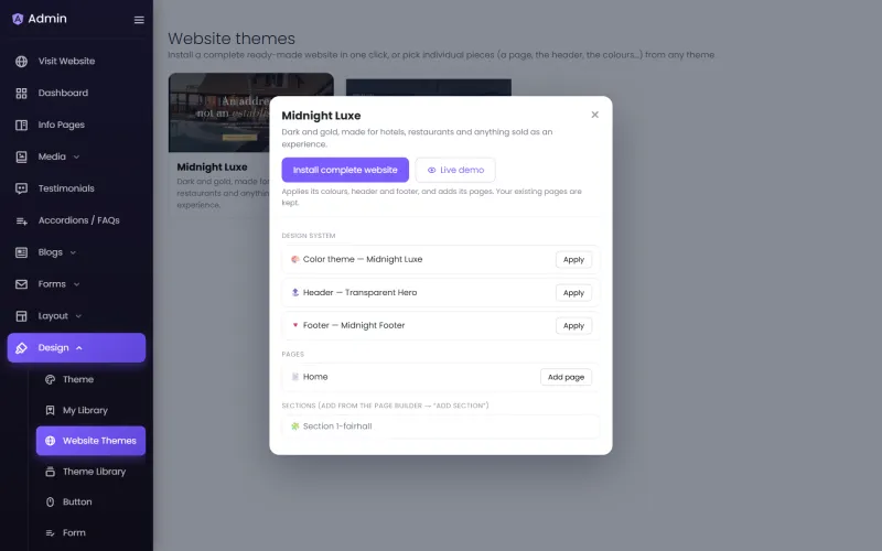 Website themes