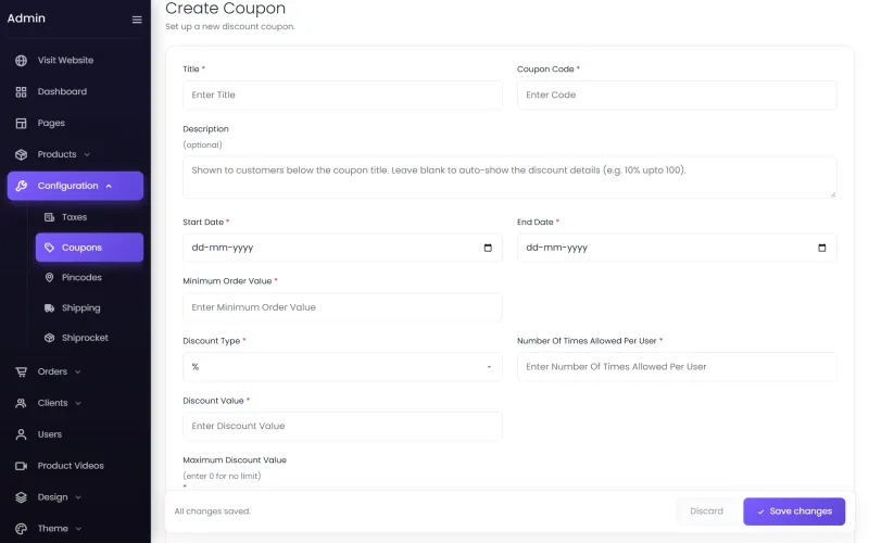 More coupon settings