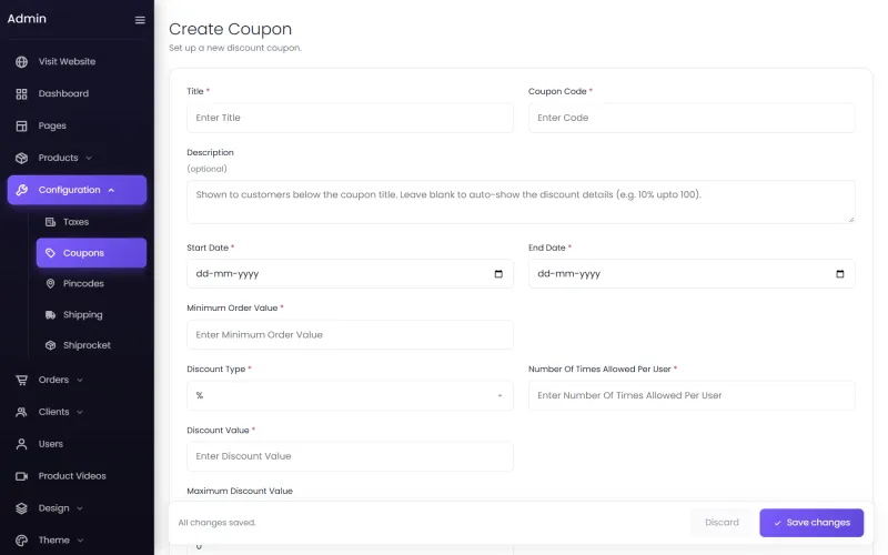 Creating a coupon