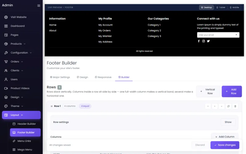 The footer builder