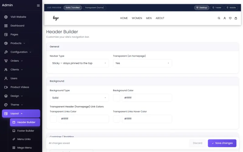 The header builder