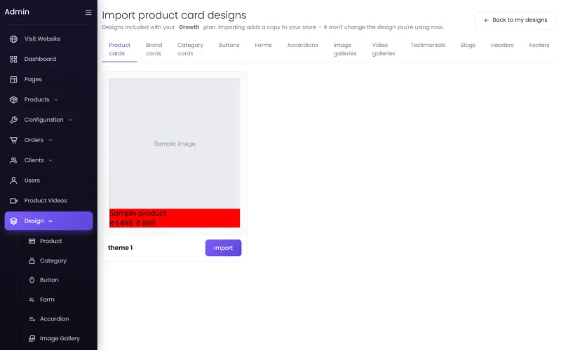 Import designs