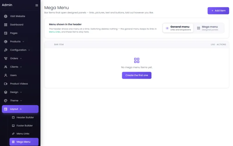 The mega menu