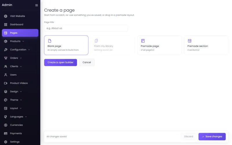 Creating a page