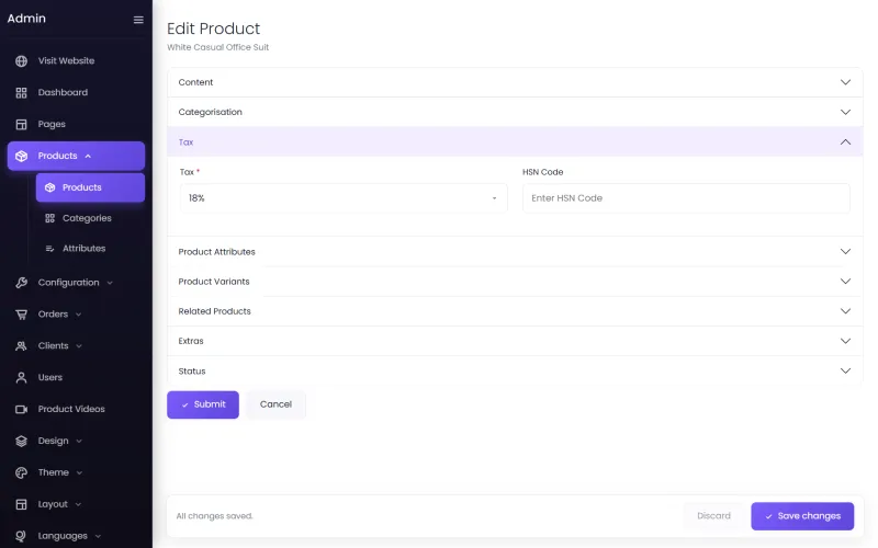 Tax on the product form