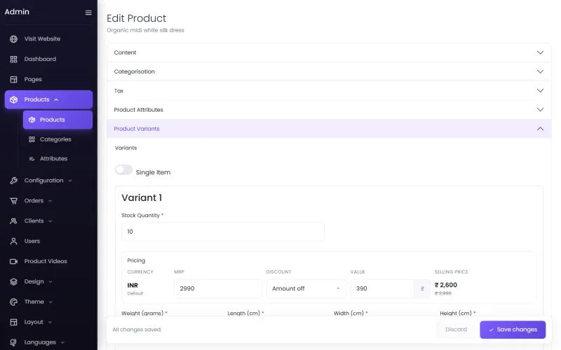 A single-item product