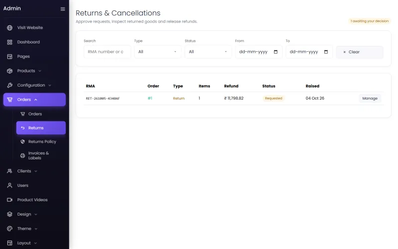 Returns and cancellations