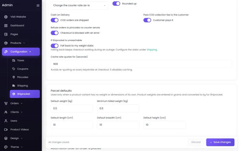 Charges and parcel defaults