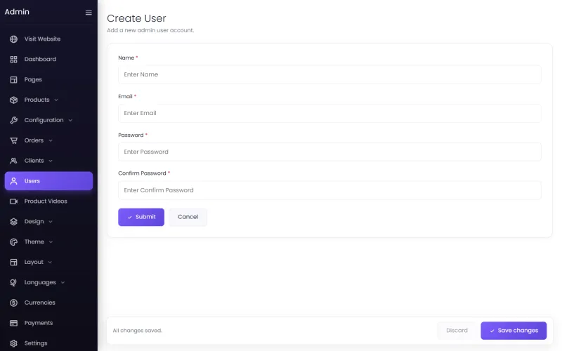 Creating an admin user