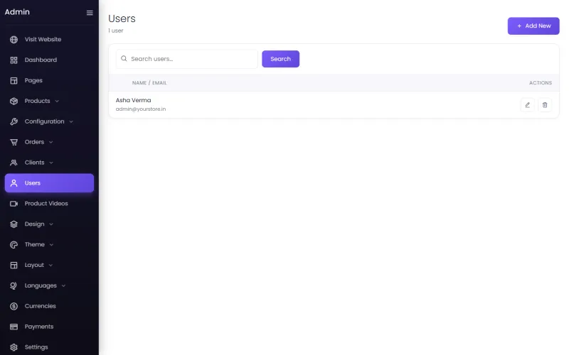Admin users