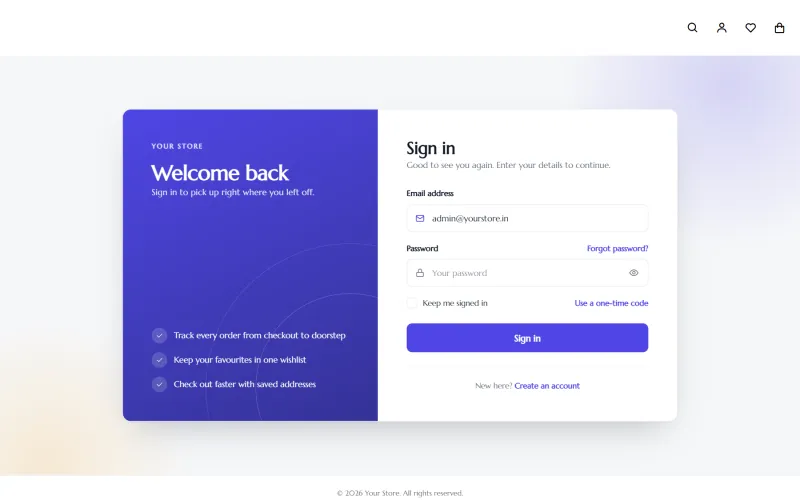 The store's sign-in page